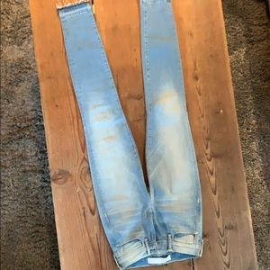 AYR light wash skinny jeans with raw hem Size 24